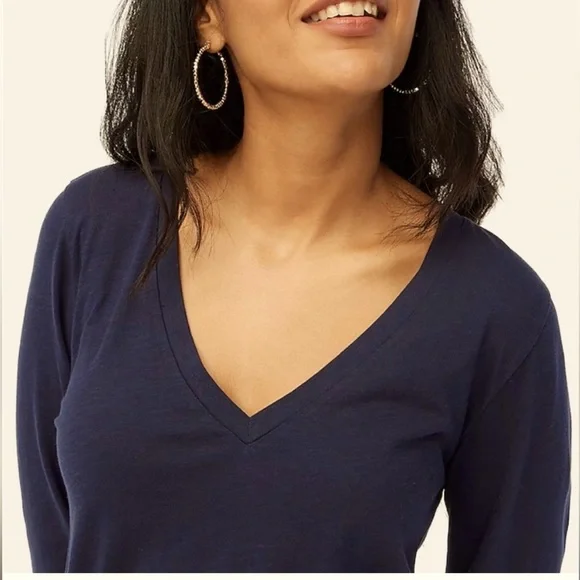 Crew Tops J Crew Perfect Fit Vneck Longsleeve Tee Black